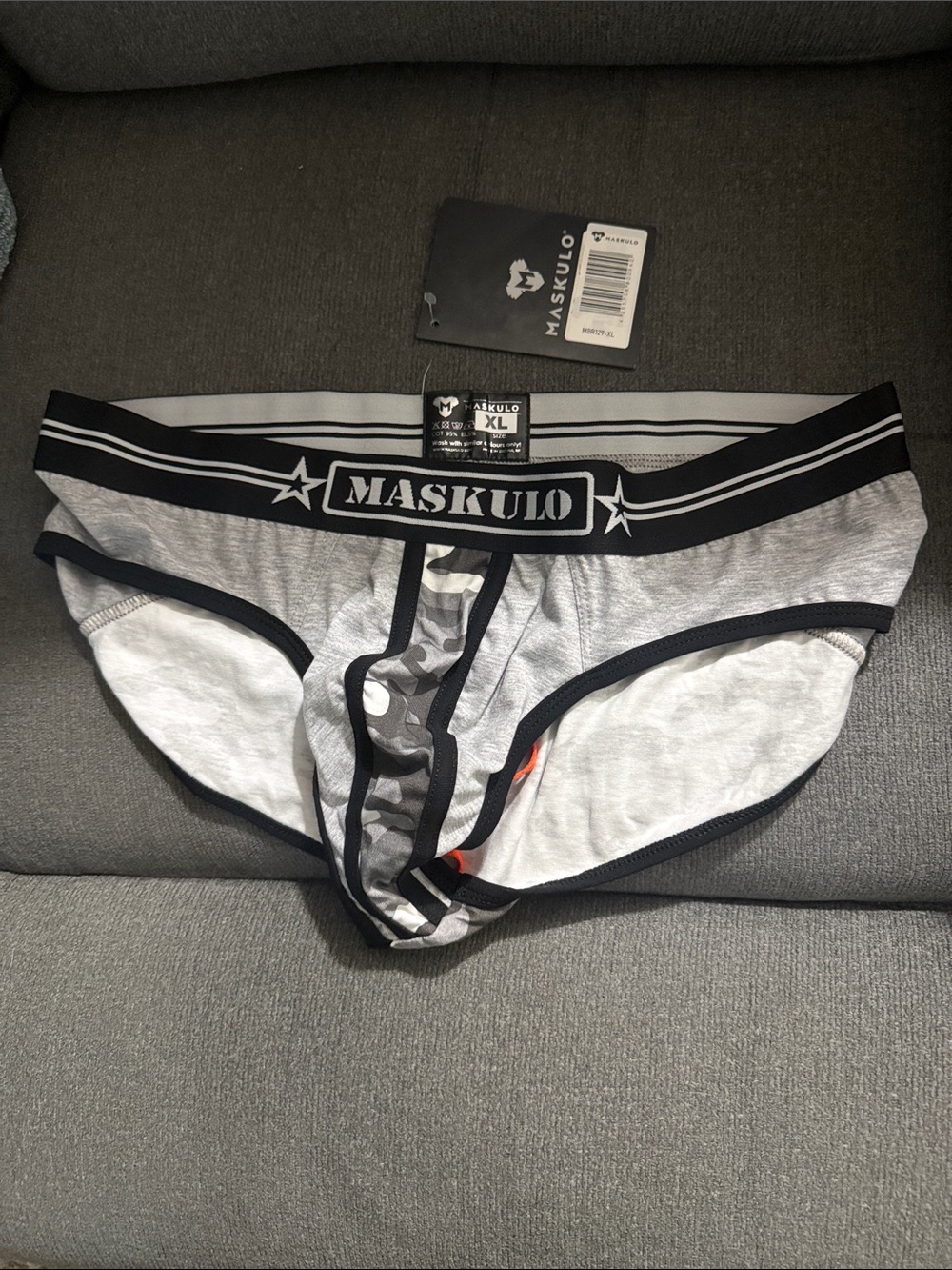 Maskulo Gray Briefs with Black Trim - XL